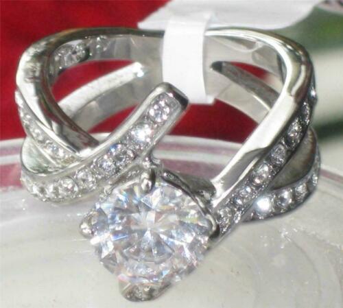 Jewellery Kingdom Ladies Cross Over Cubic Zirconia 1.5k Ring (Silver) - Rings - British D'sire