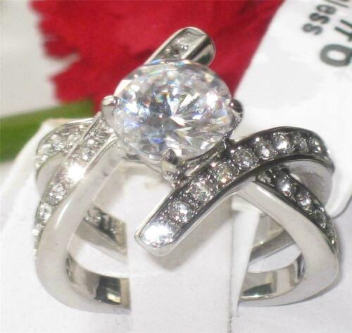 Jewellery Kingdom Ladies Cross Over Cubic Zirconia 1.5k Ring (Silver) - Rings - British D'sire