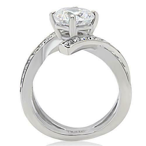 Jewellery Kingdom Ladies Cross Over Cubic Zirconia 1.5k Ring (Silver) - Rings - British D'sire