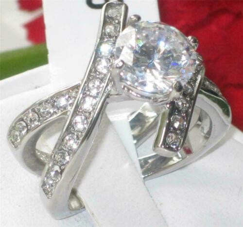 Jewellery Kingdom Ladies Cross Over Cubic Zirconia 1.5k Ring (Silver) - Rings - British D'sire