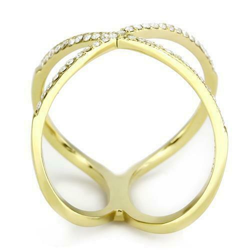 Jewellery Kingdom Ladies Crossover Cubic Zirconia Ring (Gold) - Rings - British D'sire