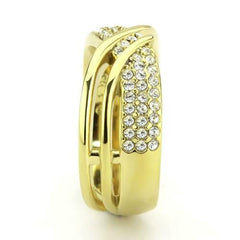 Jewellery Kingdom Ladies Crossover Cz Steel Band Pave Comfort Flat Ring (Gold) - Jewelry Rings - British D'sire