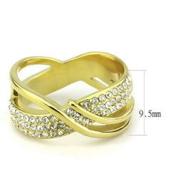 Jewellery Kingdom Ladies Crossover Cz Steel Band Pave Comfort Flat Ring (Gold) - Jewelry Rings - British D'sire