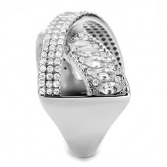 Jewellery Kingdom Ladies Crossover Marquise Band Studded Cz Stainless Steel Ring (Silver) - Jewelry Rings - British D'sire