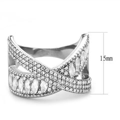 Jewellery Kingdom Ladies Crossover Marquise Band Studded Cz Stainless Steel Ring (Silver) - Jewelry Rings - British D'sire