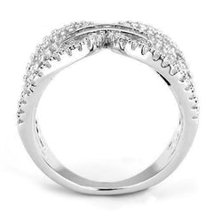 Jewellery Kingdom Ladies Crossover Princess Pave Band Rhodium Cubic Zirconia Ring (Silver) - Jewelry Rings - British D'sire