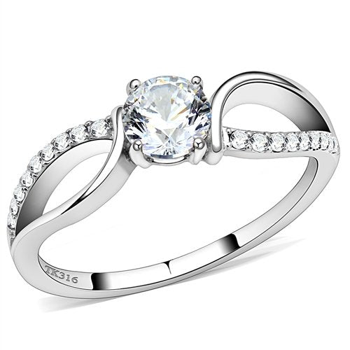 Jewellery Kingdom Ladies Crossover Solitaire Accents 2K Ring Silver - Rings - British D'sire