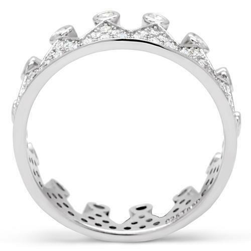 Jewellery Kingdom Ladies Crown Band Cubic Zirconia Sterling Tiara Stamped Elegant Clear Ring (Silver) - Jewelry Rings - British D'sire