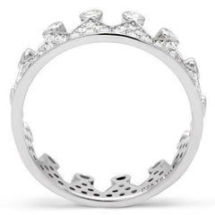 Jewellery Kingdom Ladies Crown Band Cubic Zirconia Sterling Tiara Stamped Elegant Clear Ring (Silver) - Jewelry Rings - British D'sire