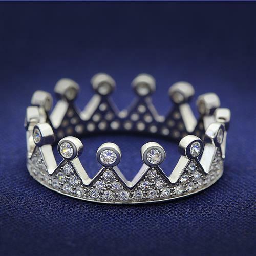 Jewellery Kingdom Ladies Crown Band Cubic Zirconia Sterling Tiara Stamped Elegant Clear Ring (Silver) - Jewelry Rings - British D'sire