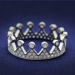 Jewellery Kingdom Ladies Crown Band Cubic Zirconia Sterling Tiara Stamped Elegant Clear Ring (Silver) - Jewelry Rings - British D'sire