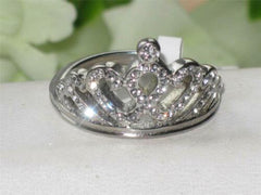 Jewellery Kingdom Ladies Crown Cz Stainless Steel Pave Tiara Silver Cocktail Ring - Jewelry Rings - British D'sire