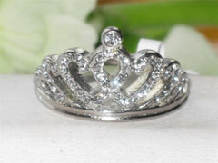 Jewellery Kingdom Ladies Crown Cz Stainless Steel Pave Tiara Silver Cocktail Ring - Jewelry Rings - British D'sire