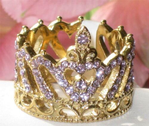 Jewellery Kingdom Ladies Crown Light Amethyst Purple Cocktail Ring (Gold) - Rings - British D'sire