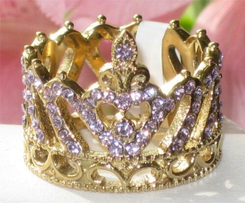 Jewellery Kingdom Ladies Crown Light Amethyst Purple Cocktail Ring (Gold) - Rings - British D'sire