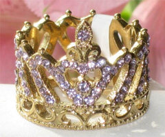 Jewellery Kingdom Ladies Crown Light Amethyst Purple Cocktail Ring (Gold) - Rings - British D'sire