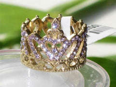 Jewellery Kingdom Ladies Crown Light Amethyst Purple Cocktail Ring (Gold) - Rings - British D'sire