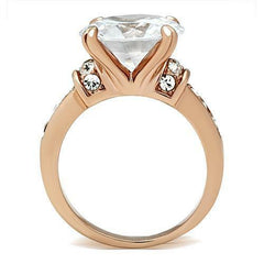 Jewellery Kingdom Ladies Cubic Zirconia 8CT Solitaire Accents Sparkling Realistic Ring (Clear & Rose Gold) - Jewelry Rings - British D'sire