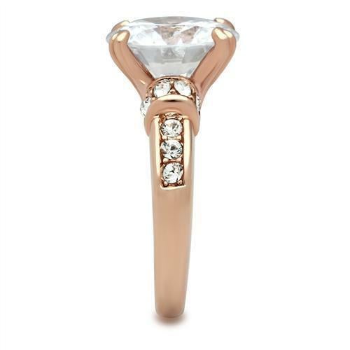 Jewellery Kingdom Ladies Cubic Zirconia 8CT Solitaire Accents Sparkling Realistic Ring (Clear & Rose Gold) - Jewelry Rings - British D'sire