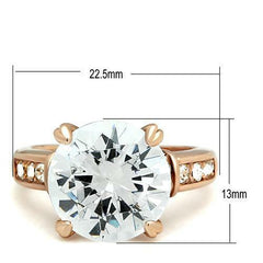 Jewellery Kingdom Ladies Cubic Zirconia 8CT Solitaire Accents Sparkling Realistic Ring (Clear & Rose Gold) - Jewelry Rings - British D'sire