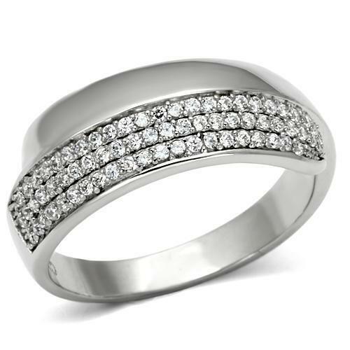 Jewellery Kingdom Ladies Cubic Zirconia Band 8mm Eternity Wedding Ring (Sterling Silver) - Jewelry Rings - British D'sire