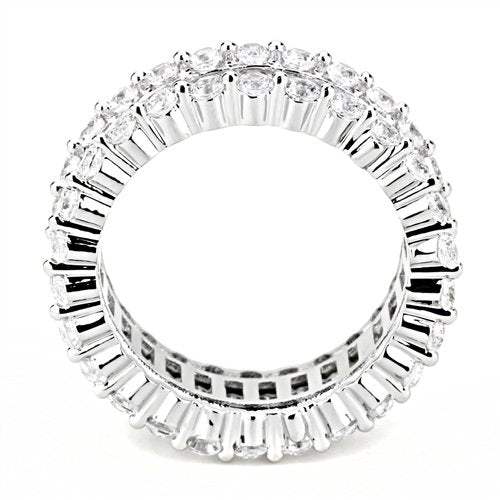 Jewellery Kingdom Ladies Cubic Zirconia Band Emerald Cut Full Eternity Rhodium Wedding Ring (Clear Silver) - Jewelry Rings - British D'sire