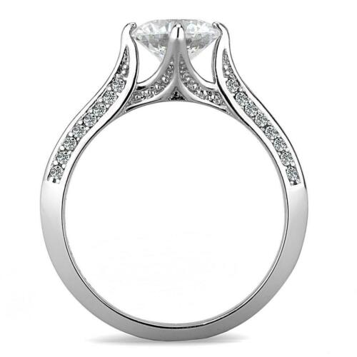 Jewellery Kingdom Ladies Cubic Zirconia Engagement Solitaire 130CT Stainless Steel Ring (Silver) - Jewelry Rings - British D'sire