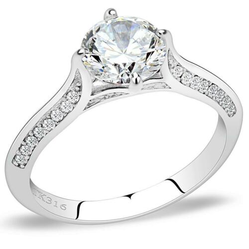 Jewellery Kingdom Ladies Cubic Zirconia Engagement Solitaire 130CT Stainless Steel Ring (Silver) - Jewelry Rings - British D'sire