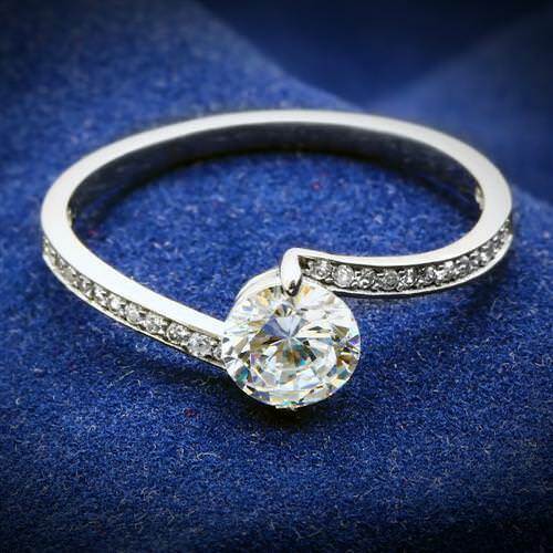 Jewellery Kingdom Ladies Cubic Zirconia Engagement Solitaire Accents .925 1.40 Cart Ring (Sterling Silver) - Jewelry Rings - British D'sire