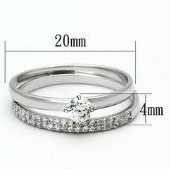 Jewellery Kingdom Ladies Cubic Zirconia Engagement Wedding Band 2pcs 3/4 Ring Set (Sterling Silver) - Jewelry Rings - British D'sire