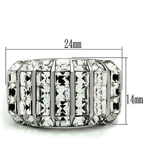 Jewellery Kingdom Ladies Cubic Zirconia Princess Square Cut Stainless Steel Sparkling Ring (Silver) - Jewelry Rings - British D'sire