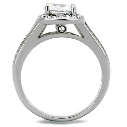 Jewellery Kingdom Ladies Cubic Zirconia Solitaire Accents Stainless Steel Pretty Ring (Silver) - Jewelry Rings - British D'sire