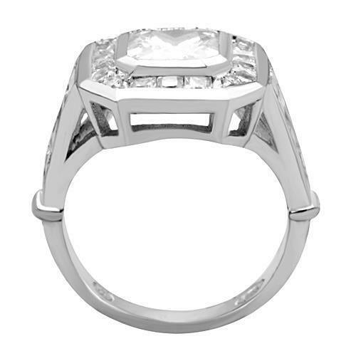 Jewellery Kingdom Ladies Cubic Zirconia Sterling Bezel Princess Cut Emerald Clear Sparkling Ring (Silver) - Jewelry Rings - British D'sire