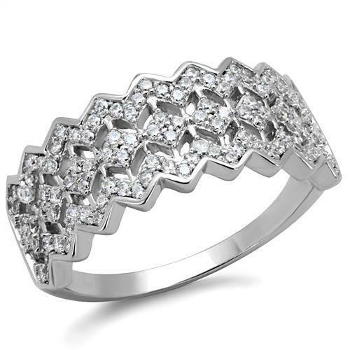 Jewellery Kingdom Ladies Cubic Zirconia Sterling Silver Band Eternity Micro Pave Sparkling Ring (Silver) - Jewelry Rings - British D'sire