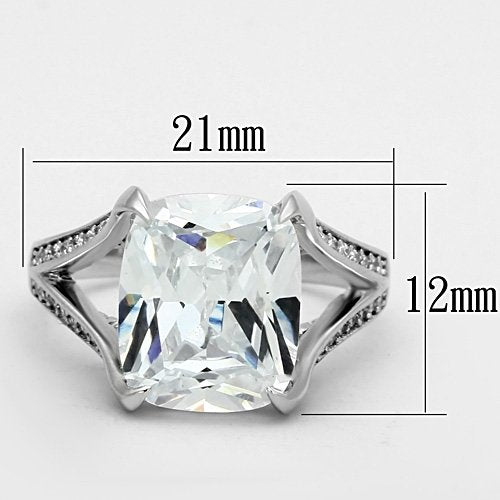 Jewellery Kingdom Ladies Cushion Cut Sterling Cz 6 Carat Clear Sparkling Pave Ring (Silver) - Jewelry Rings - British D'sire