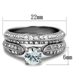 Jewellery Kingdom Ladies Cz 2 Carat Stainless Steel Wedding Bridal Ring Set (Silver) - Jewelry Rings - British D'sire