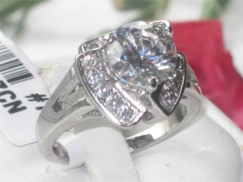 Jewellery Kingdom Ladies Cz 3 Carat Solitaire Accents Stainless Steel Silver Swirl Ring - Jewelry Rings - British D'sire