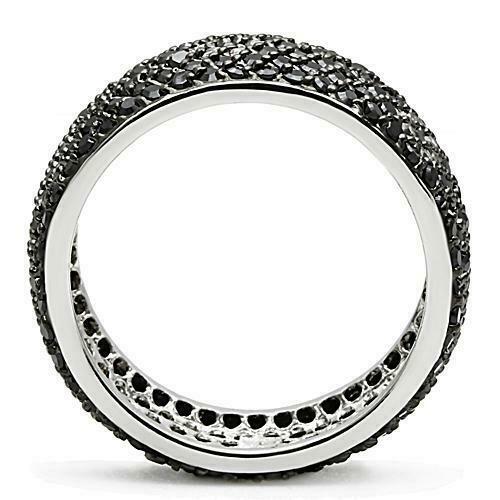 Jewellery Kingdom Ladies Cz 9mm Band Full Eternity Chunky Black Ring - Jewelry Rings - British D'sire