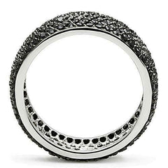 Jewellery Kingdom Ladies Cz 9mm Band Full Eternity Chunky Black Ring - Jewelry Rings - British D'sire