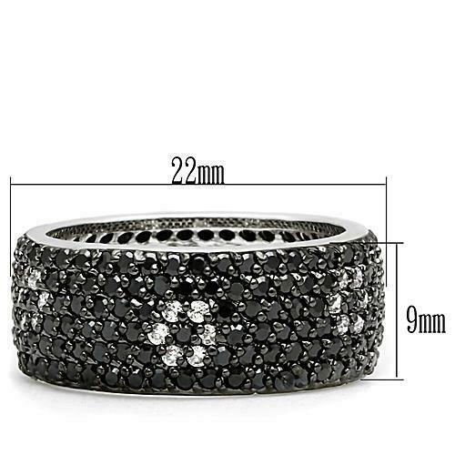 Jewellery Kingdom Ladies Cz 9mm Band Full Eternity Chunky Black Ring - Jewelry Rings - British D'sire