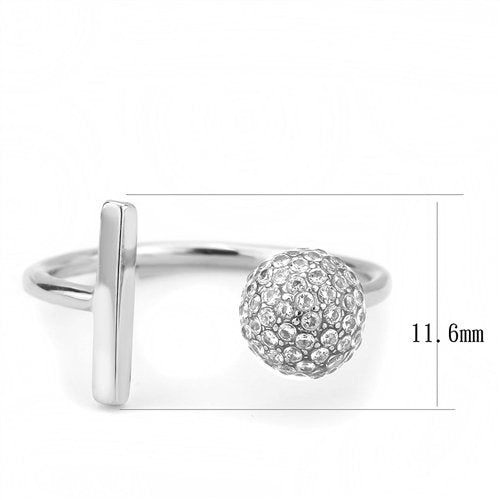 Jewellery Kingdom Ladies Cz Ball Open Contemporary Stainless Steel Pretty Sparkle Ring (Silver) - Jewelry Rings - British D'sire