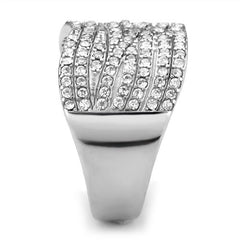 Jewellery Kingdom Ladies CZ Band Wide 12mm Stainless Steel Pave Dress Sparkling Ring (Silver) - Jewelry Rings - British D'sire