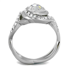 Jewellery Kingdom Ladies Cz Bezel 2 Carat Stainless Steel Swirl Pretty All Sizes Ring (Silver) - Jewelry Rings - British D'sire