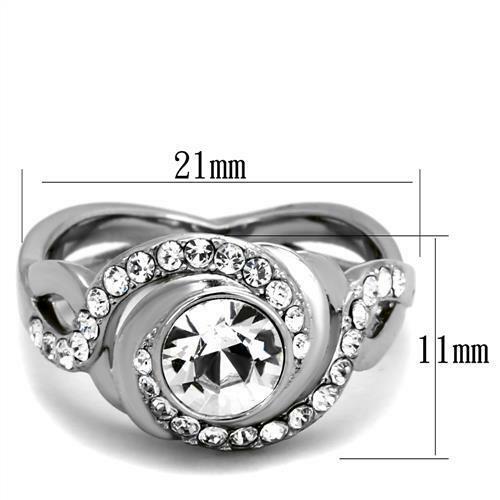 Jewellery Kingdom Ladies Cz Bezel 2 Carat Stainless Steel Swirl Pretty All Sizes Ring (Silver) - Jewelry Rings - British D'sire