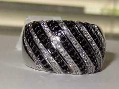 Jewellery Kingdom Ladies Cz Clear Comfort Cocktail Realistic Ring White Silver Black - Jewelry Rings - British D'sire