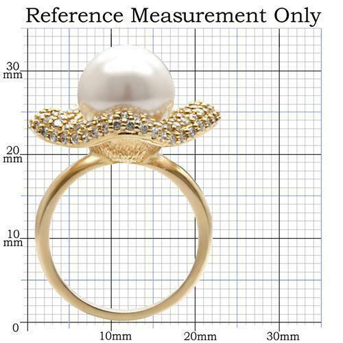 Jewellery Kingdom Ladies Cz Cream Cocktail 18kt Dress Pretty Gold Pearl Ring - Jewelry Rings - British D'sire