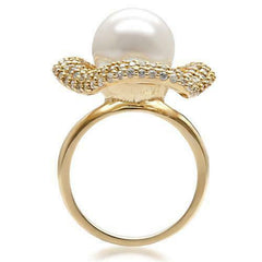 Jewellery Kingdom Ladies Cz Cream Cocktail 18kt Dress Pretty Gold Pearl Ring - Jewelry Rings - British D'sire