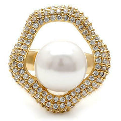 Jewellery Kingdom Ladies Cz Cream Cocktail 18kt Dress Pretty Gold Pearl Ring - Jewelry Rings - British D'sire