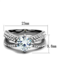 Jewellery Kingdom Ladies Cz Cross Over Stainless Steel 3 Carat Solitaire Accents Ring (Silver) - Jewelry Rings - British D'sire