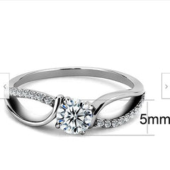 Jewellery Kingdom Ladies Cz Crossover .50 Carat Stainless Steel Pave Clear Pretty Elegant Ring - Jewelry Rings - British D'sire